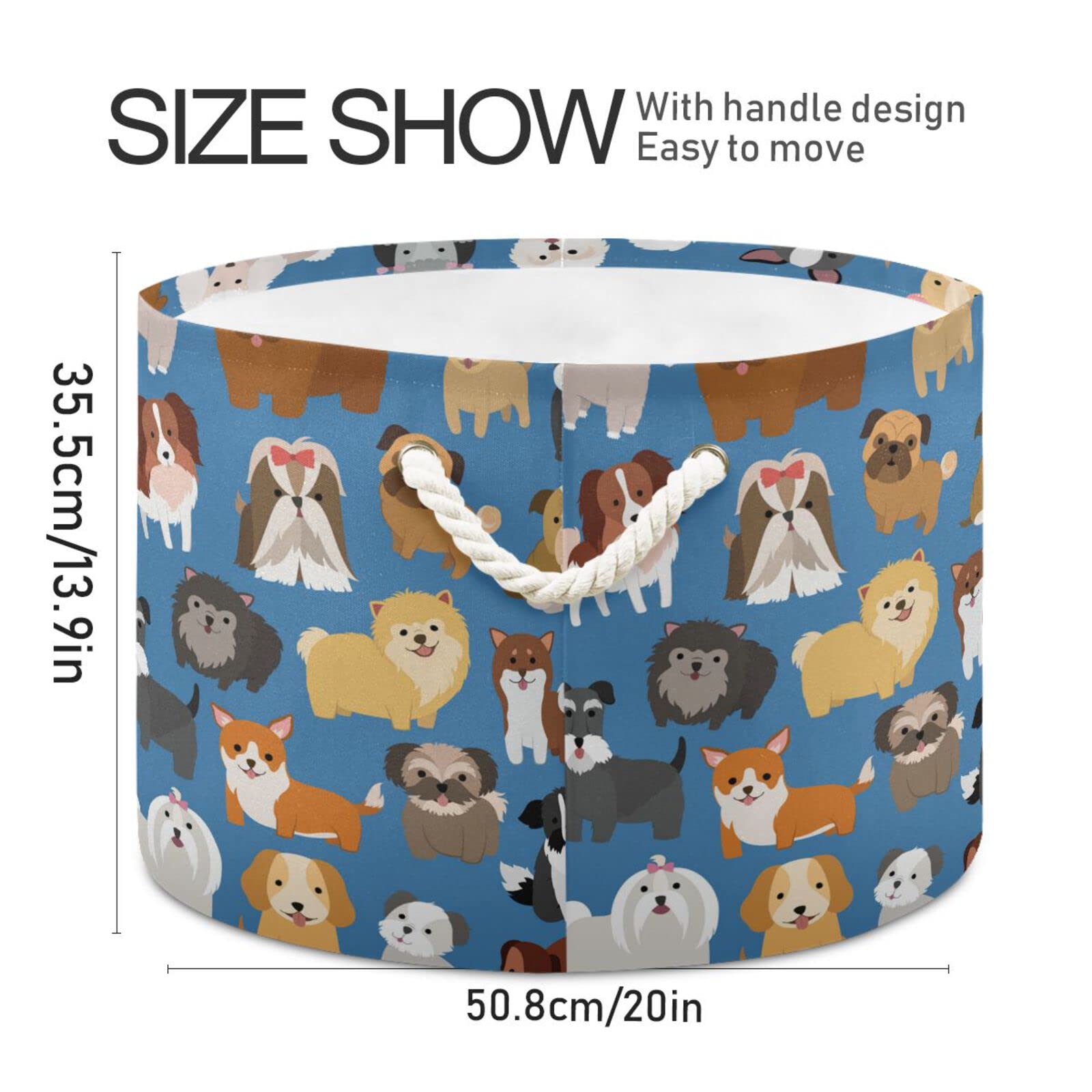 Large Collapsible Fabric Toy Storage Basket - Cute Puppy Design Organizer Bin for Kids Nursery, Playroom & Dog Toys | Perfect for Home, Balcony & Outdoor Use