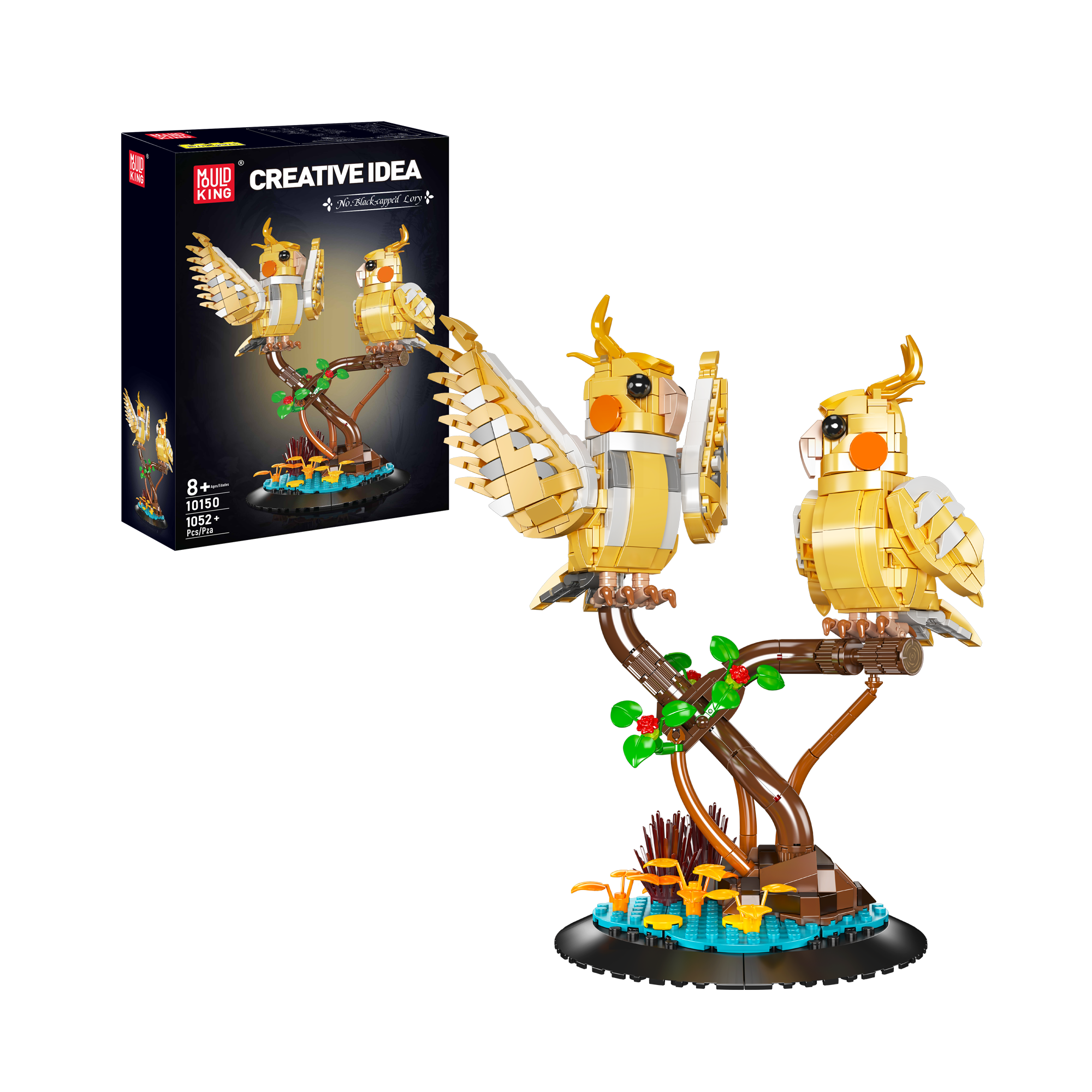 Mould King 10150 Black Capped Lory Building Set - 1052 Piece Parrot Bird Model Kit for Adults & Kids | Creative DIY Construction Toy for Home Decor, Gift & Collectors