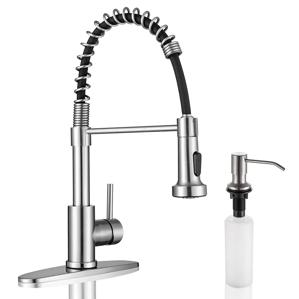 Stainless Steel Kitchen Faucet with Pull Down Sprayer for Farmhouse Sinks - Perfect for RV & Home Kitchens