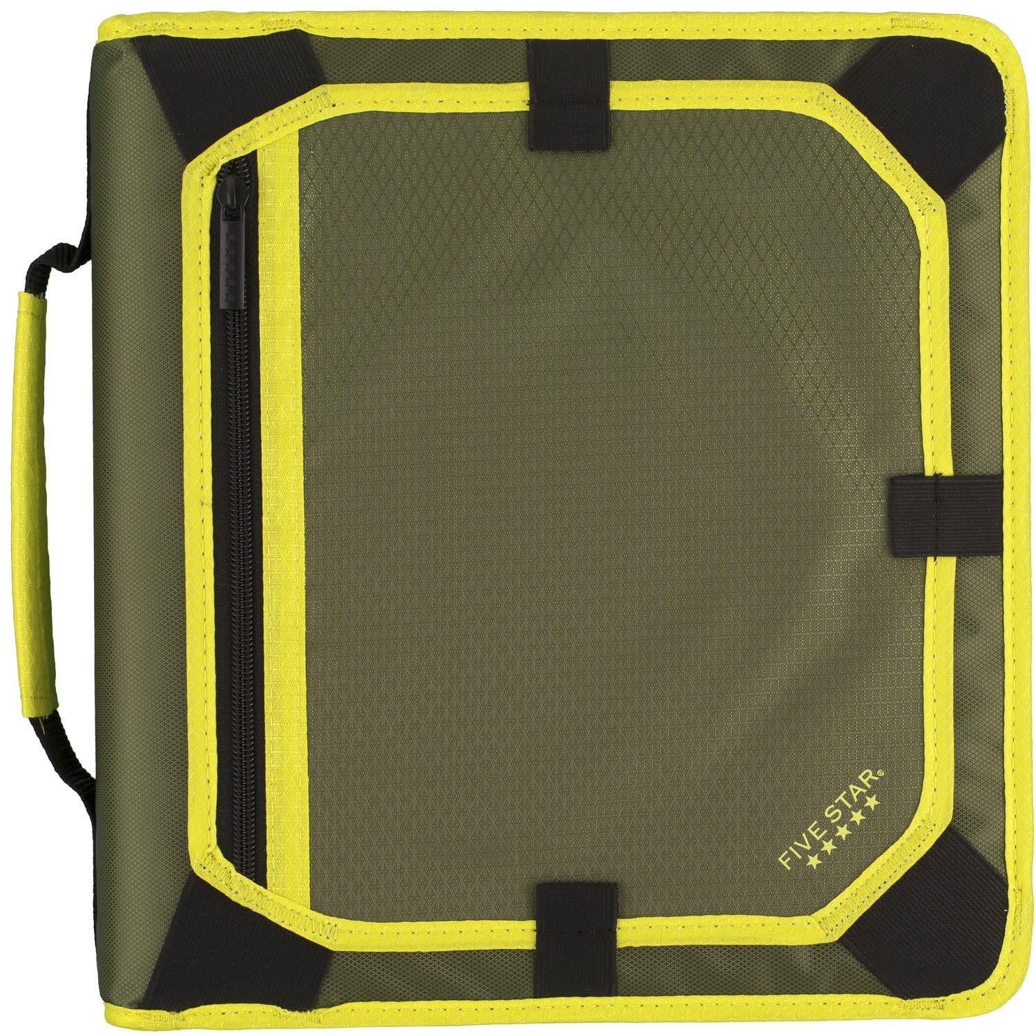 Premium 2 Inch 3-Ring Binder with Expansion Panel - 580 Sheet Capacity, Five Star Zipper Binder for School & Office - Durable Olive/Citrus Design (290520C) - Perfect for Organizing Notes, Documents & Presentations