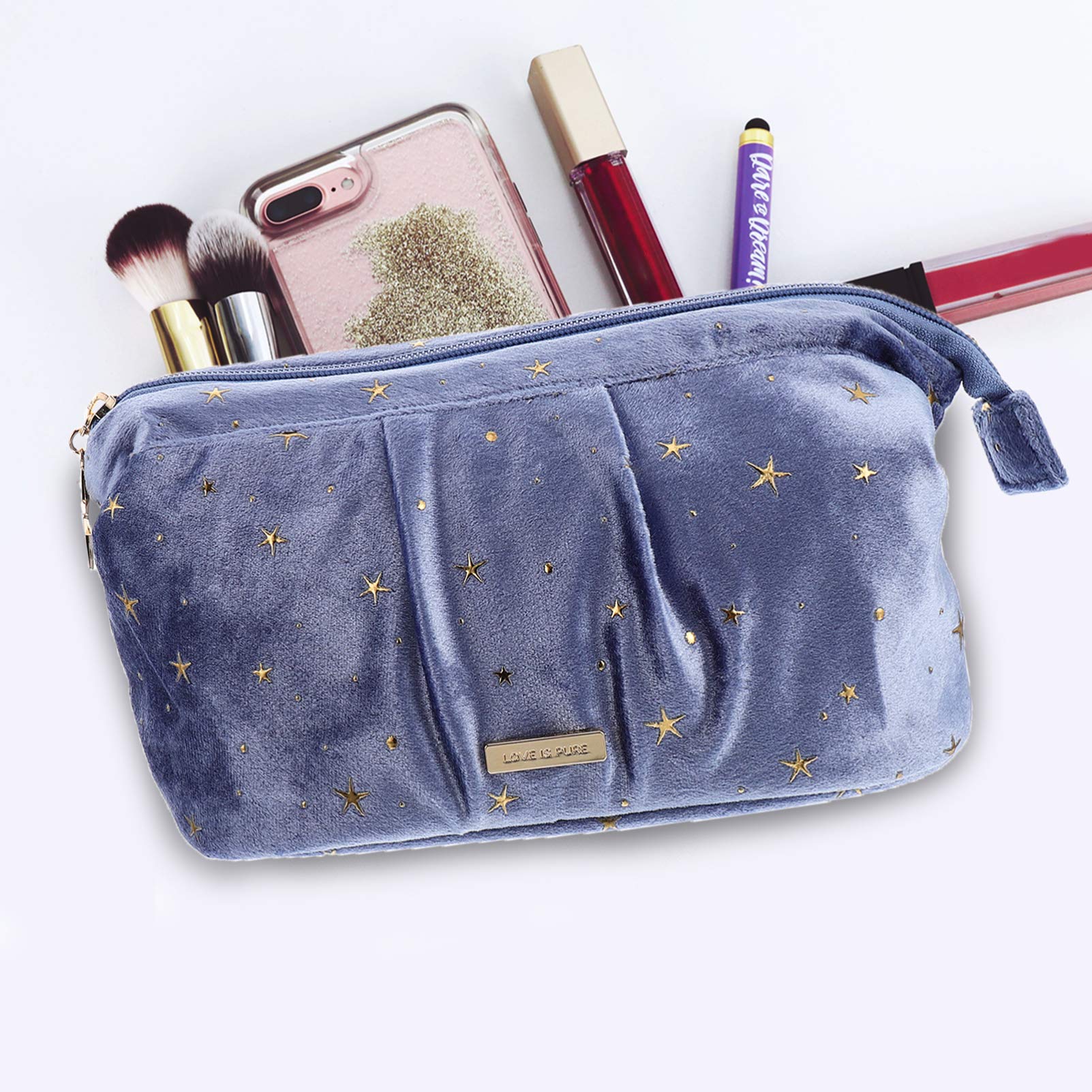 VALICLUD Velvet Cosmetic Storage Purse - Lolita Stars Sweet Style Makeup Bag, Toiletry Organizer for Wedding, Honeymoon & Travel | Perfect for Bridal Shower Gifts, Vacation Essentials & Daily Beauty Storage