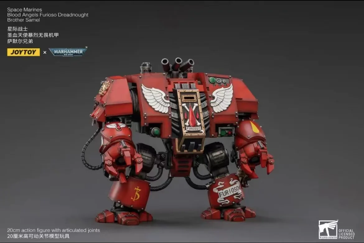 JOYTOY 1/18 Warhammer 40K Blood Angels Furioso Dreadnought Action Figure - Brother Samel Collectible Model for Display & Wargaming Scenes