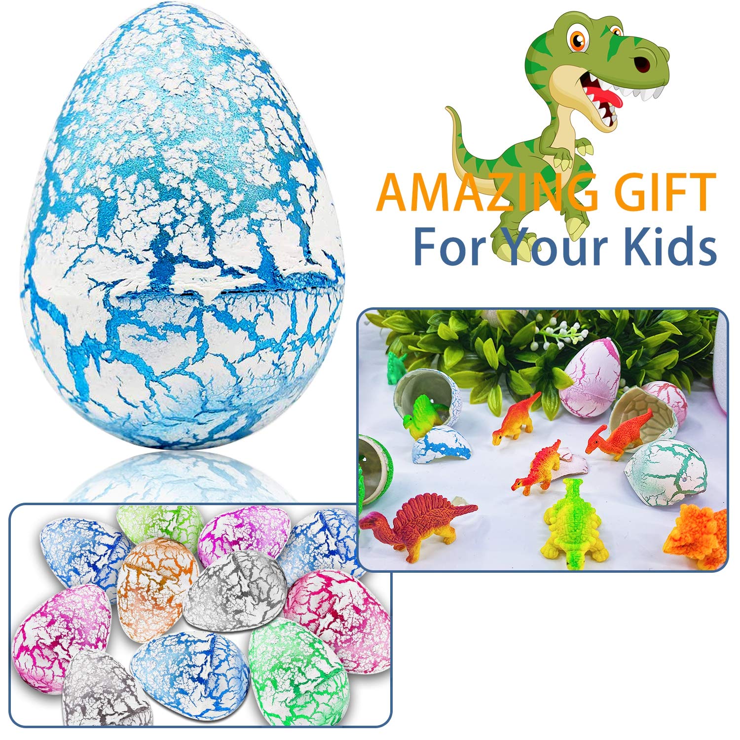 24 Pack Easter Dinosaur Eggs That Hatch in Water - Dino Egg Toys with Mini Dinosaur Figures Inside - Fun Easter Basket Stuffers for Boys & Kids - Perfect for Easter Egg Hunt Party Favors & STEM Learning Activities