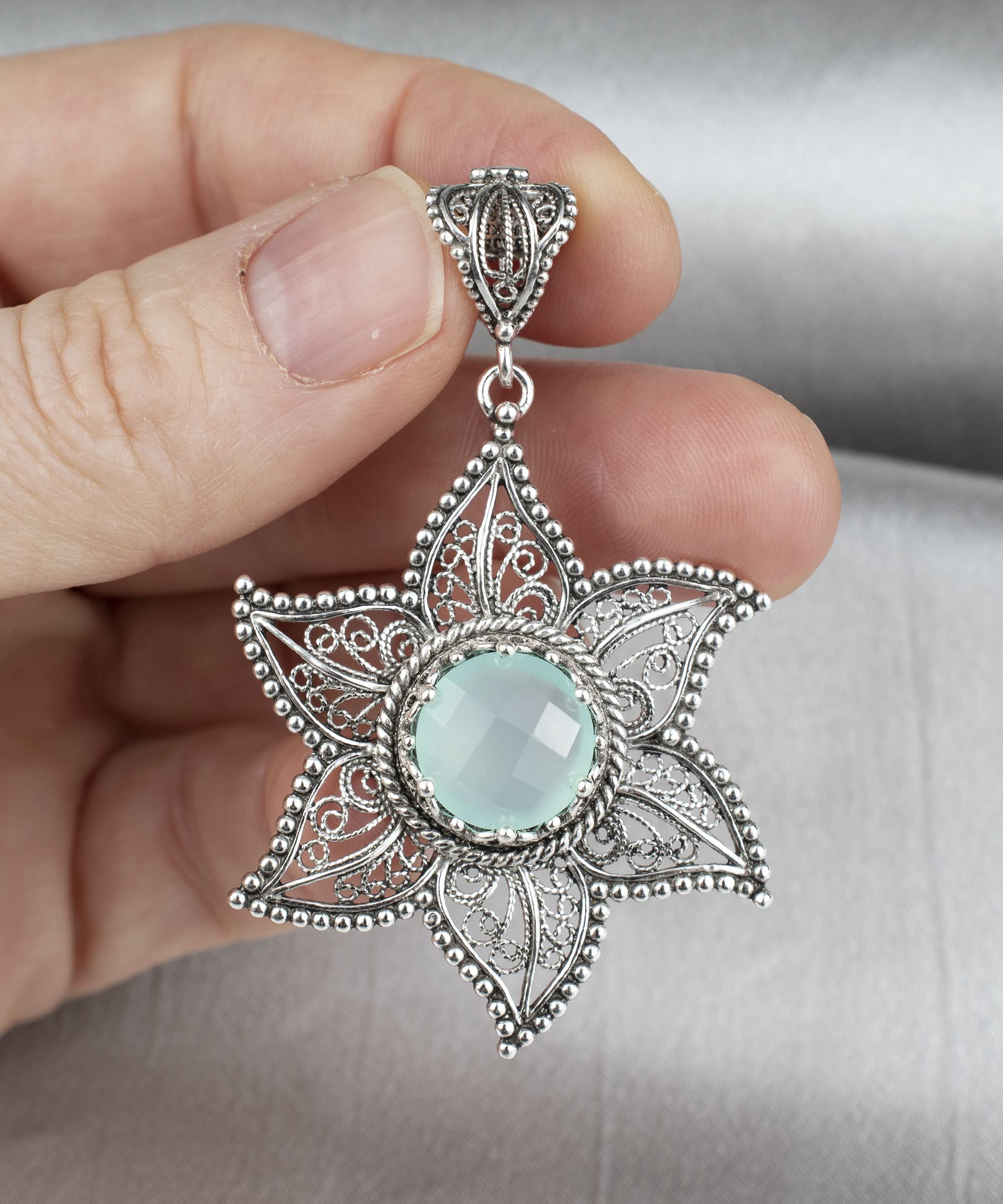 925 Sterling Silver Starfish Pendant Necklace for Women - 20