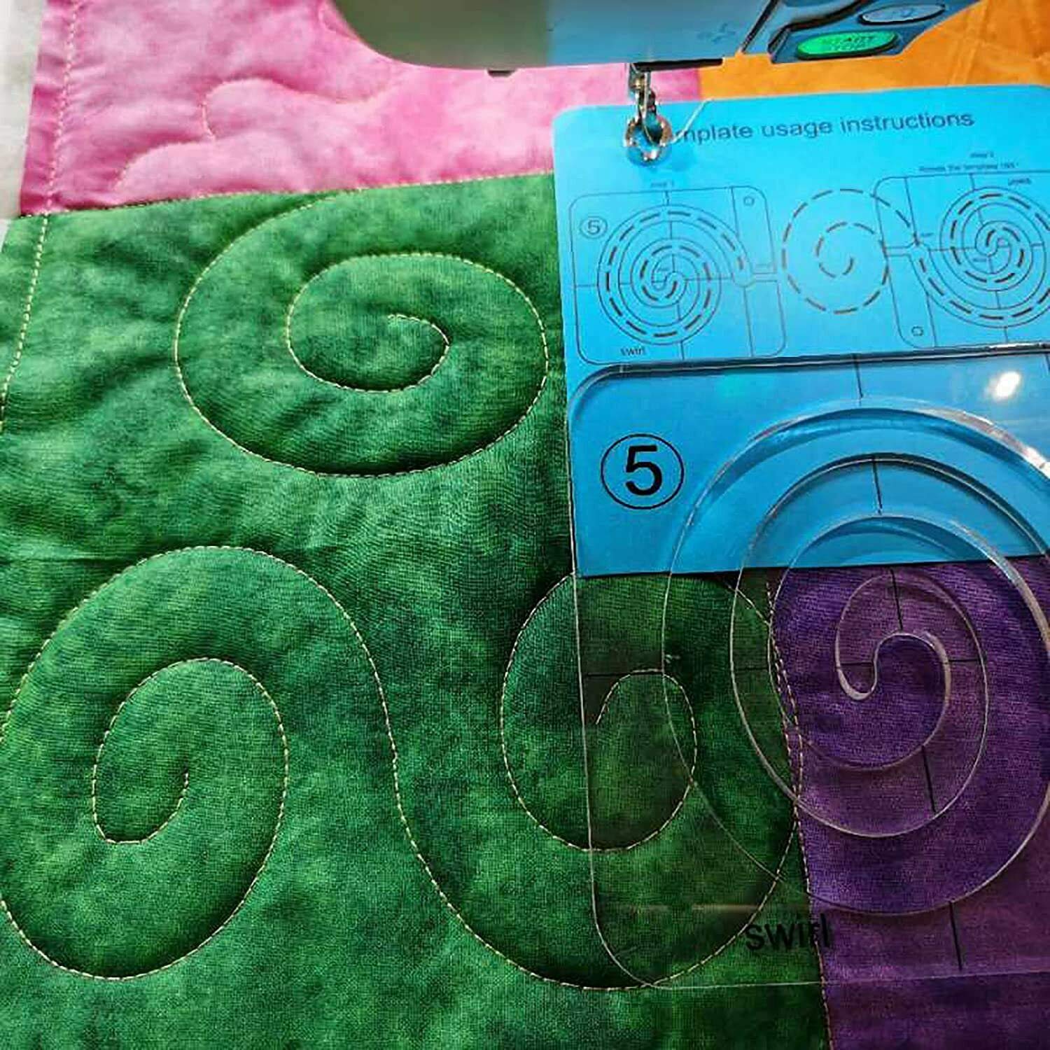 Free Motion Quilting Template Rulers Set Series 5 - Swirl Design for Domestic Sewing Machines with Quilting Frame | Perfect for DIY Quilting, Patchwork & Craft Projects