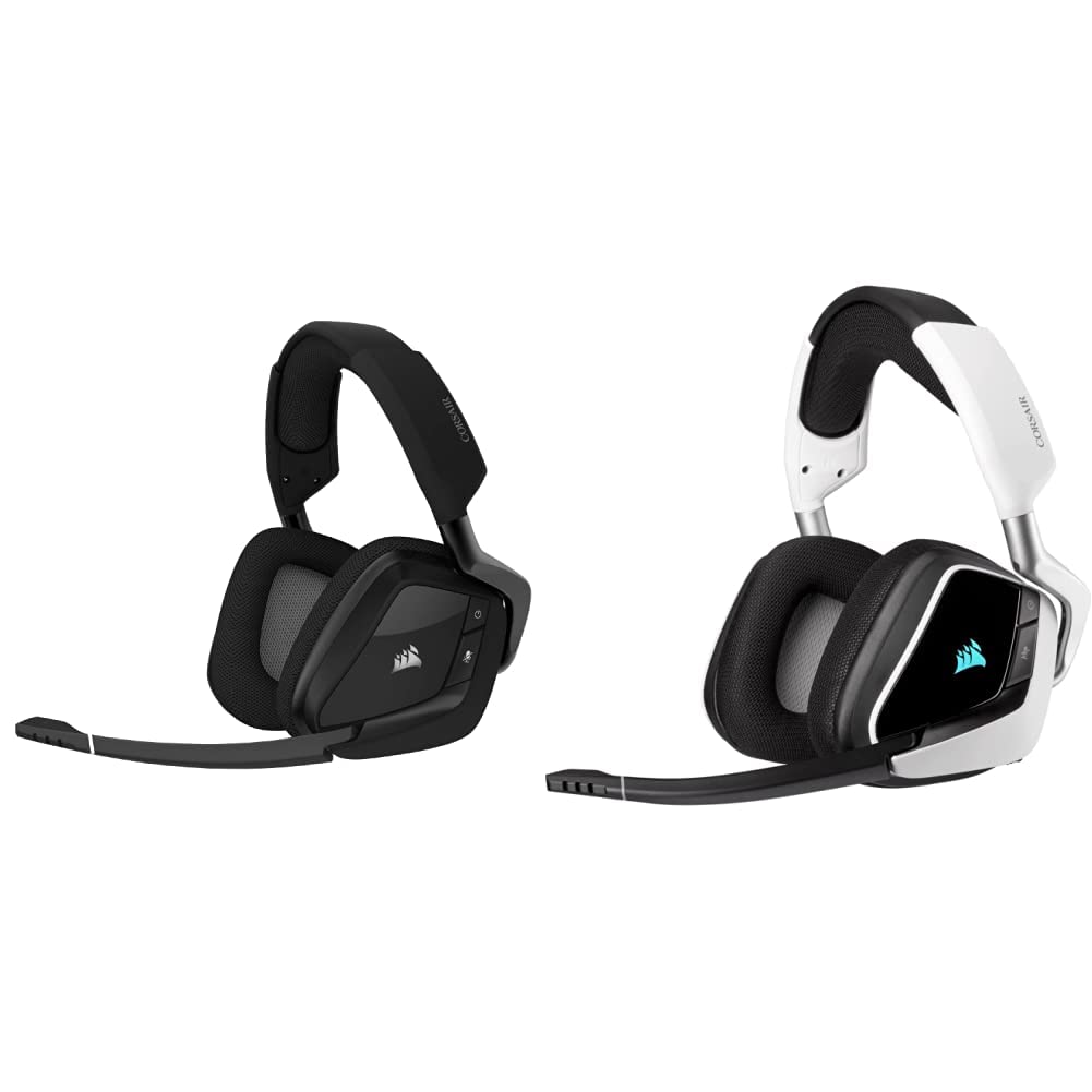 Corsair Void Elite Wireless Gaming Headset - White & Carbon | On-Ear RGB Headphones with Noise Cancellation for PC, PS5, Xbox | Comfortable for Long Gaming Sessions & Streaming
