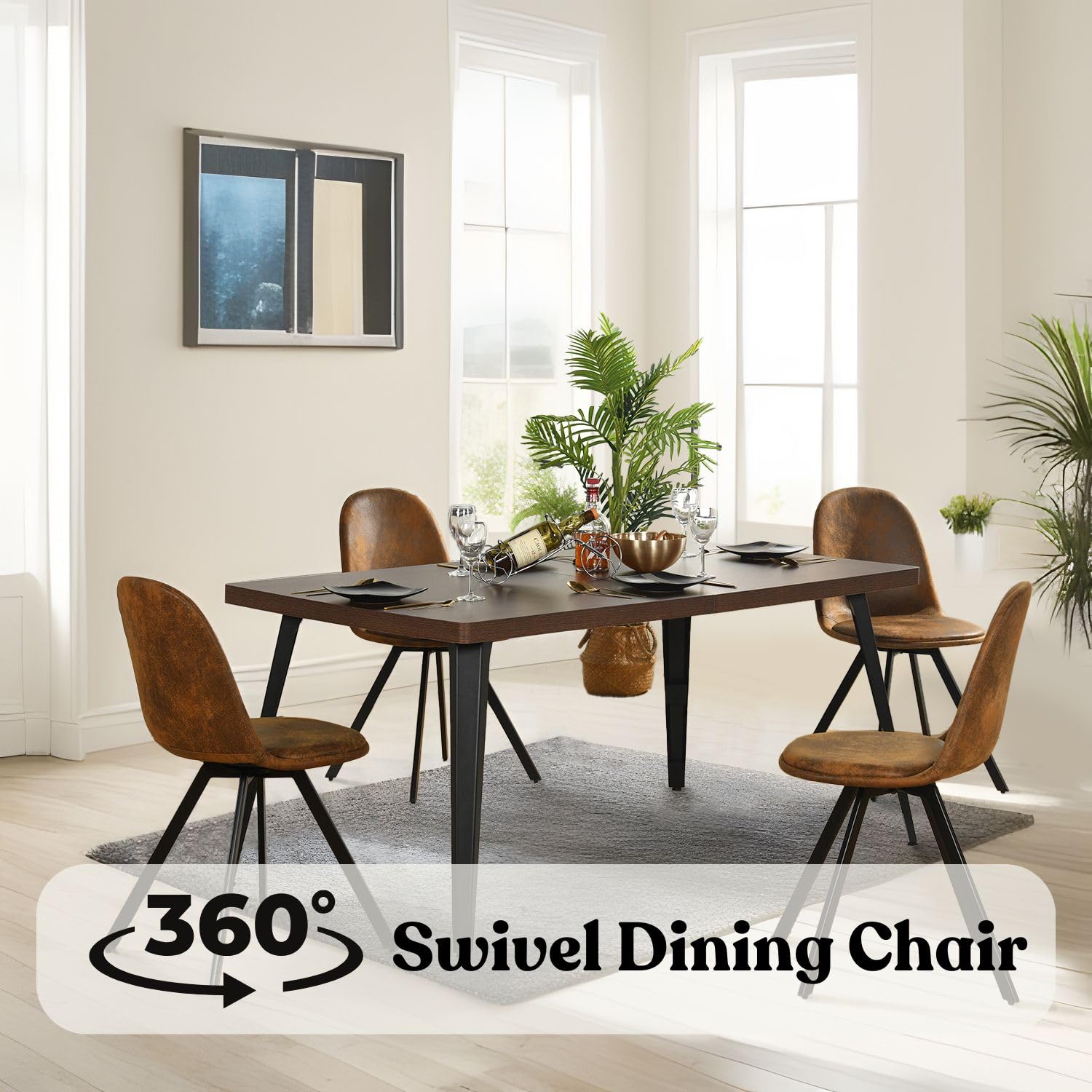 HomyCasa 5-Piece Mid-Century Modern Dining Set - 63
