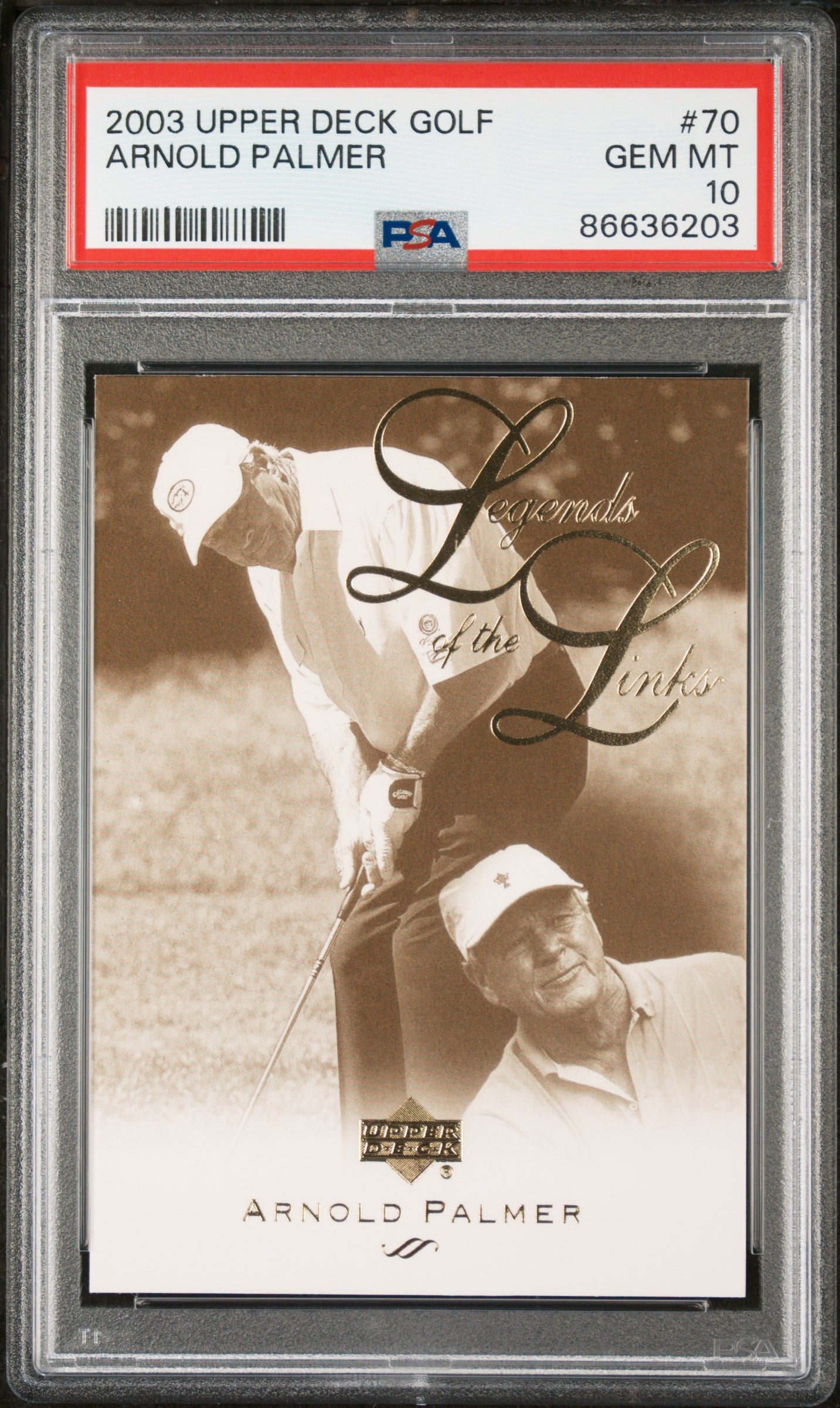 2003 Upper Deck Golf Arnold Palmer #70 PSA 10 Gem Mint - Rare Collectible Trading Card for Golf Fans & Sports Memorabilia Enthusiasts - Perfect for Display, Investment & Gifts