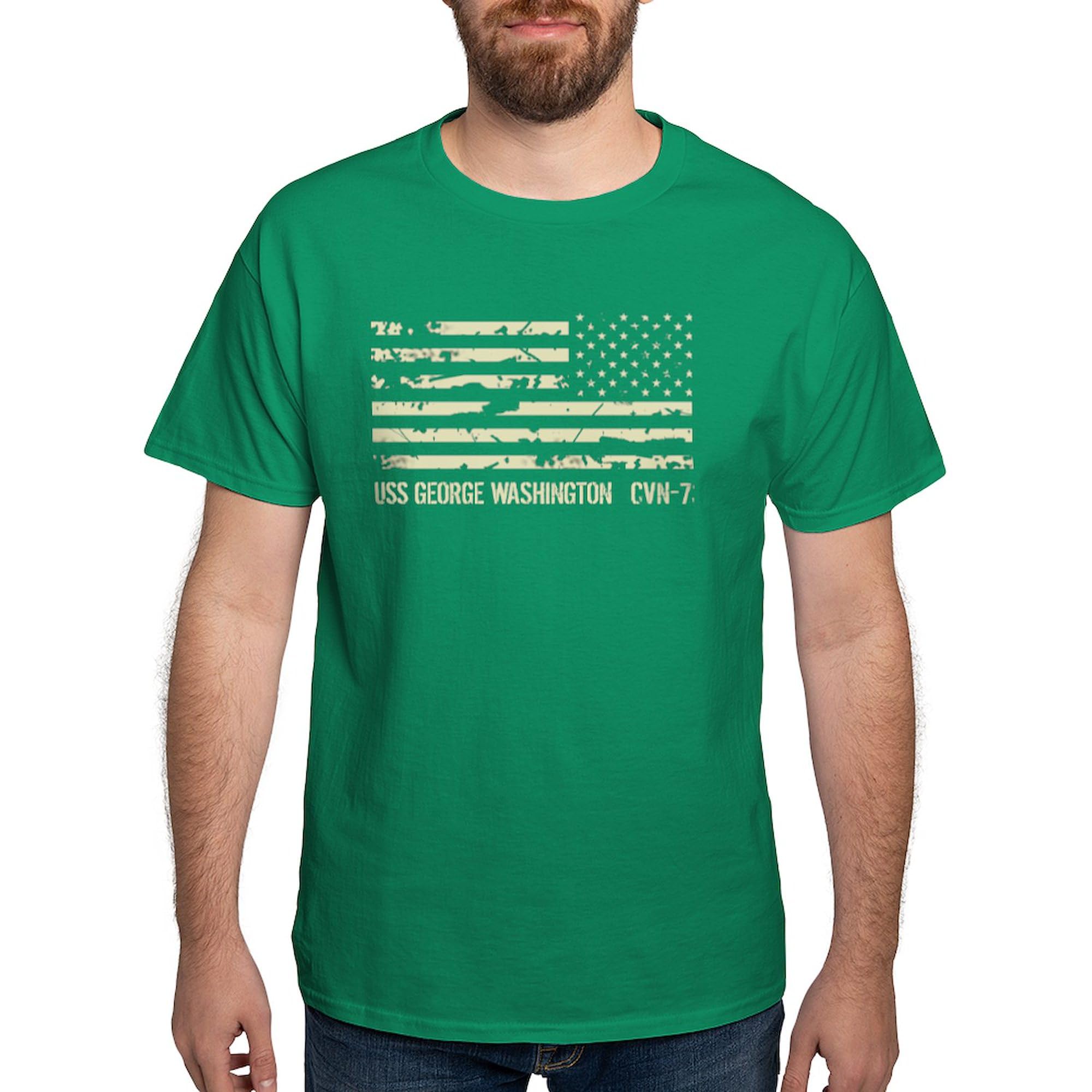 USS George Washington Dark T-Shirt for Men - 100% Cotton Classic Graphic Navy Tee | Patriotic Military Apparel, Veteran Gifts & Navy Lover Outfit