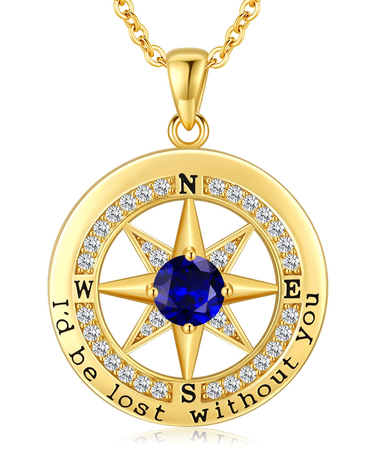Elegant S925 Sterling Silver Compass Necklace for Women - 18K Gold Plated Romantic Jewelry Gift for Wife, Girlfriend, Anniversary, Valentine's Day | Perfect Birthday Present with 'I'd Be Lost Without You' Engraving | Ideal for Travel Lovers & Meaningful Occasions