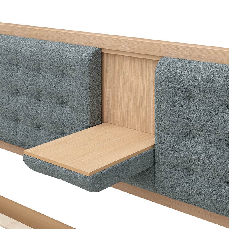 Sabina Upholstered Platform Bed with Adjustable Headboard - Solid Wood Frame Queen Size Bed - Perfect for Modern Bedroom, Guest Room & Master Suite