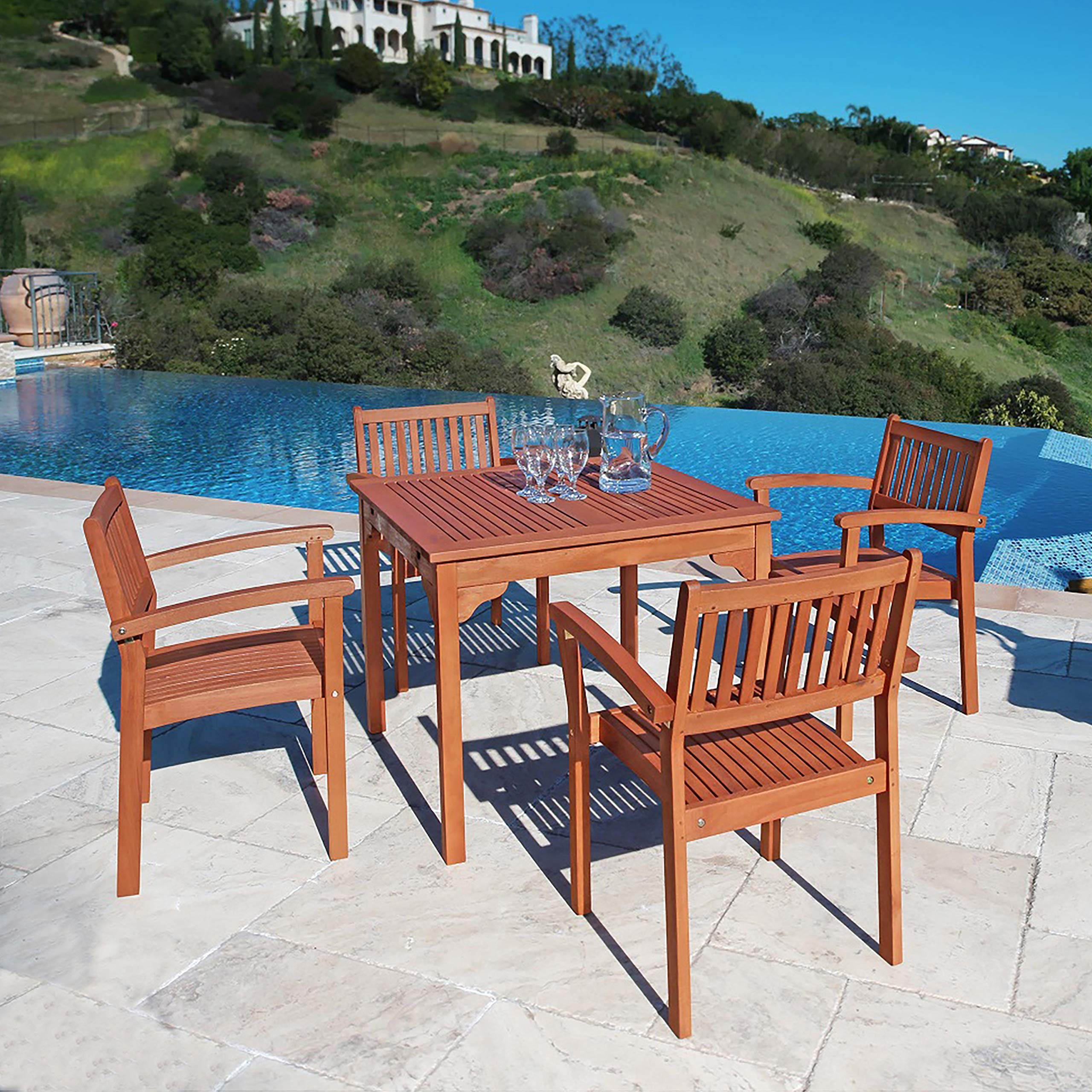 Malibu Outdoor Stacking Table - Durable Patio Furniture Set for Poolside, Garden & Backyard - Weather-Resistant Plastic Side Tables for Drinks & Decor