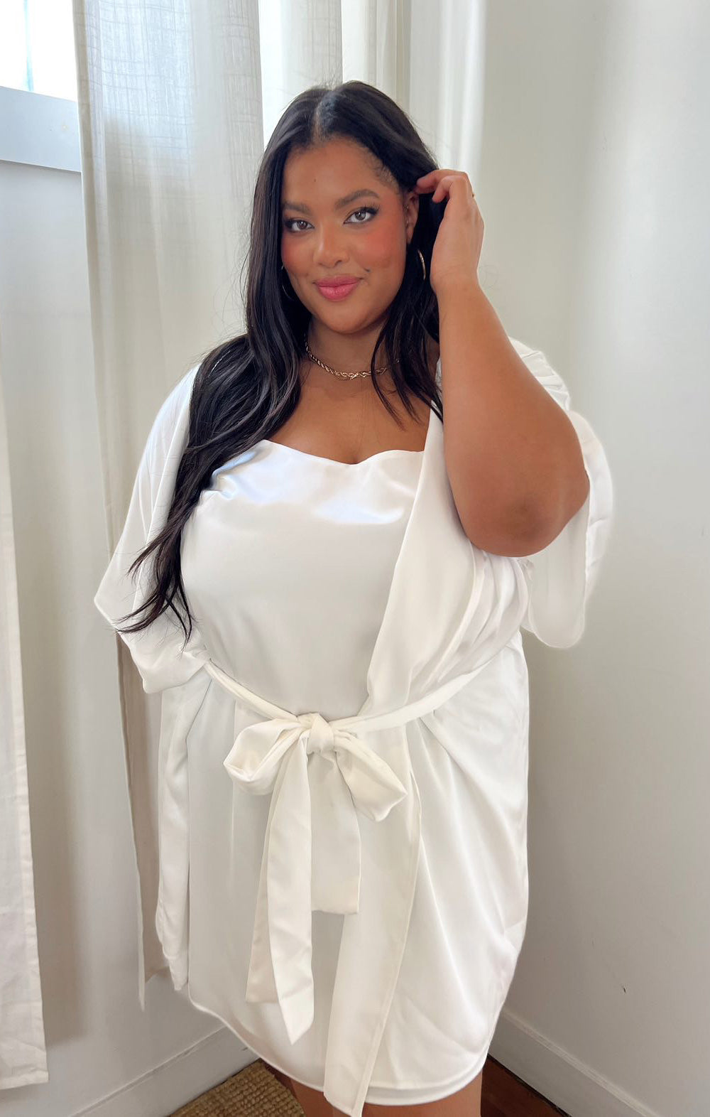 Happily Ever Top Slip - Ivory Luxe Satin Nightgown for Women | Elegant Sleepwear & Loungewear | Perfect for Bridal Shower, Honeymoon & Special Occasions