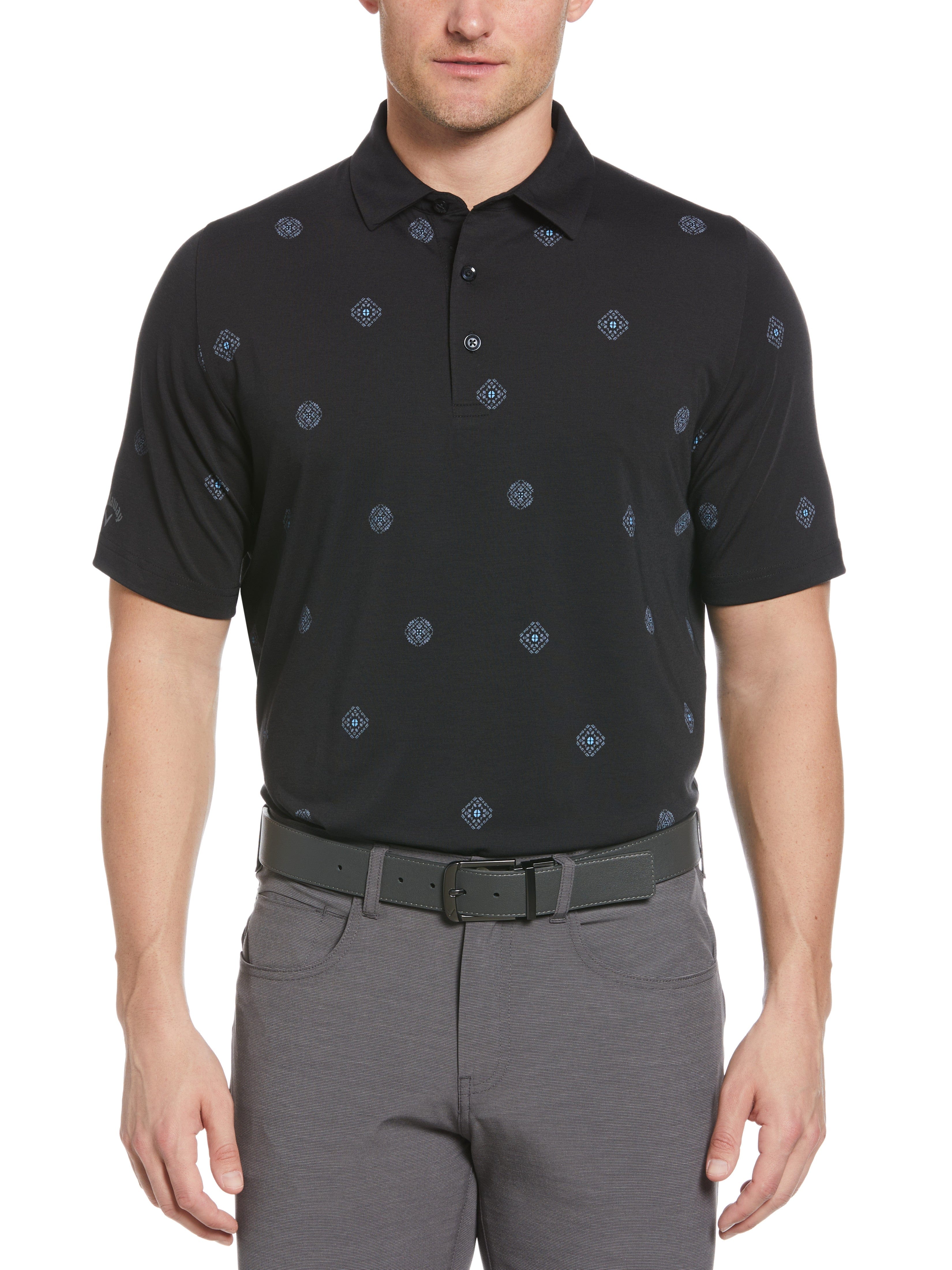 Men's Stylish Foulard Print Golf Polo Shirt - Breathable Performance Fabric for Golfing, Casual Wear & Outdoor Activities