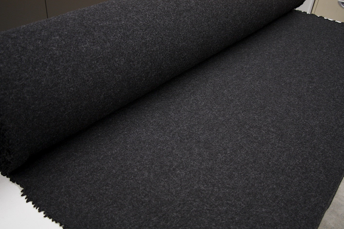 Premium Charcoal Tepore Marle Boiled Wool Fabric - Soft & Warm Material for Cozy Winter Clothing, Blankets & Home Decor