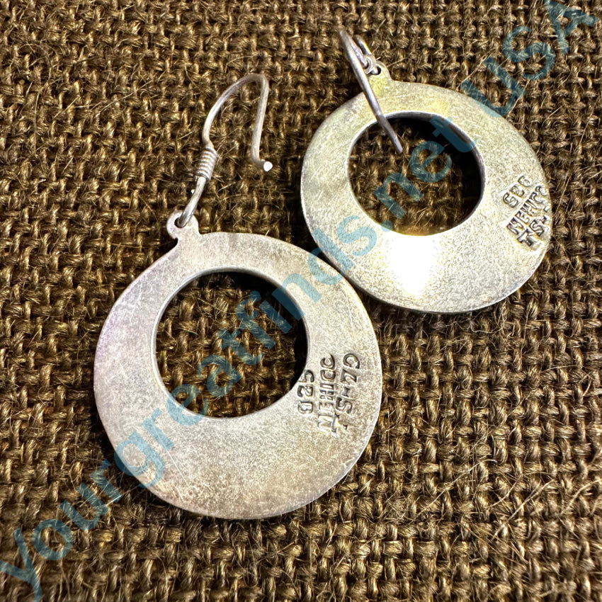 Vintage Mexican Sterling Silver Calar Hoop Earrings for Women - Handmade Pierced Dangle Earrings for Everyday Wear, Parties & Special Occasions