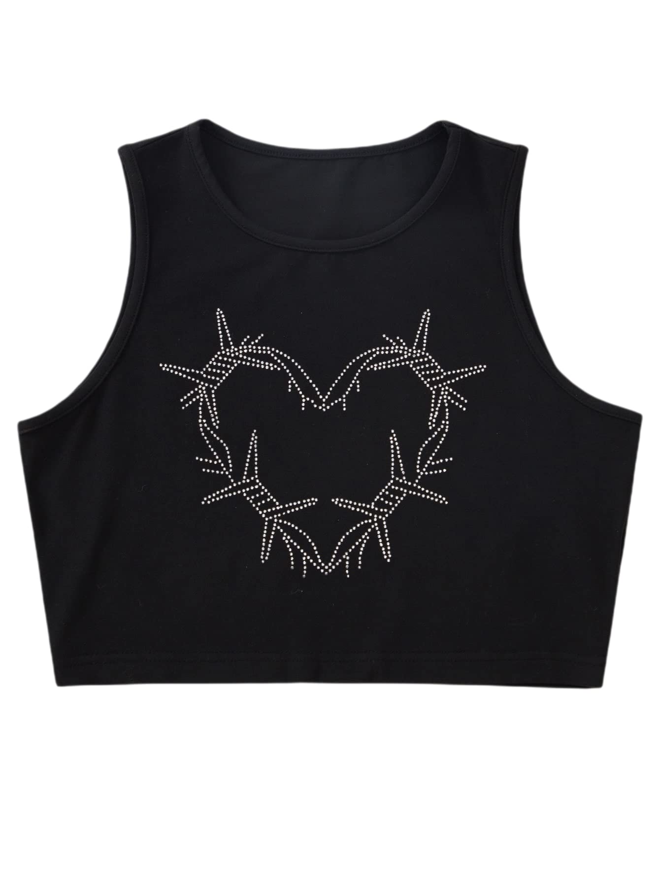 MakeMeChic Women's Sleeveless V-Neck Tank Tops with Contrast Trim & Letter Print - Casual Summer Crop Tops for Gym, Beach, and Streetwear Fashion