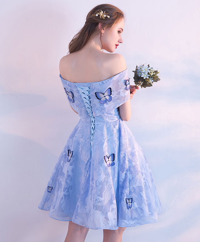 Elegant Blue Lace Short Prom Dress - Cute Homecoming Party Gown for Teens | Perfect for Dances, Formals & Special Occasions