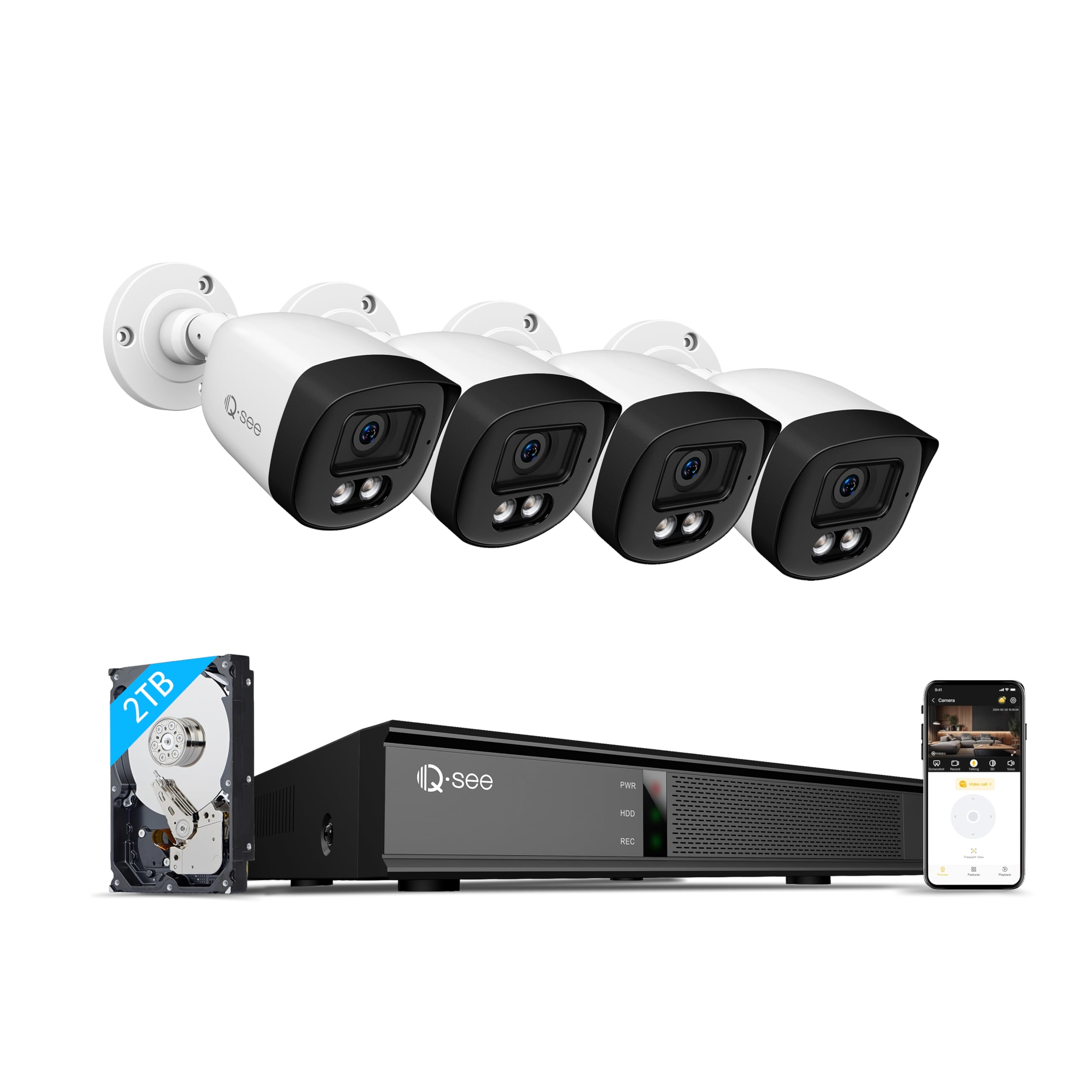 8CH 5MP PoE Security Camera System with 4K Color Night Vision & Motion Detection - 4 Wired Outdoor IP Cameras & 8CH NVR with 2TB HDD for 24/7 Recording - Ideal for Home Security, Business Surveillance & Property Monitoring (Remote Access via Smartphone/PC)