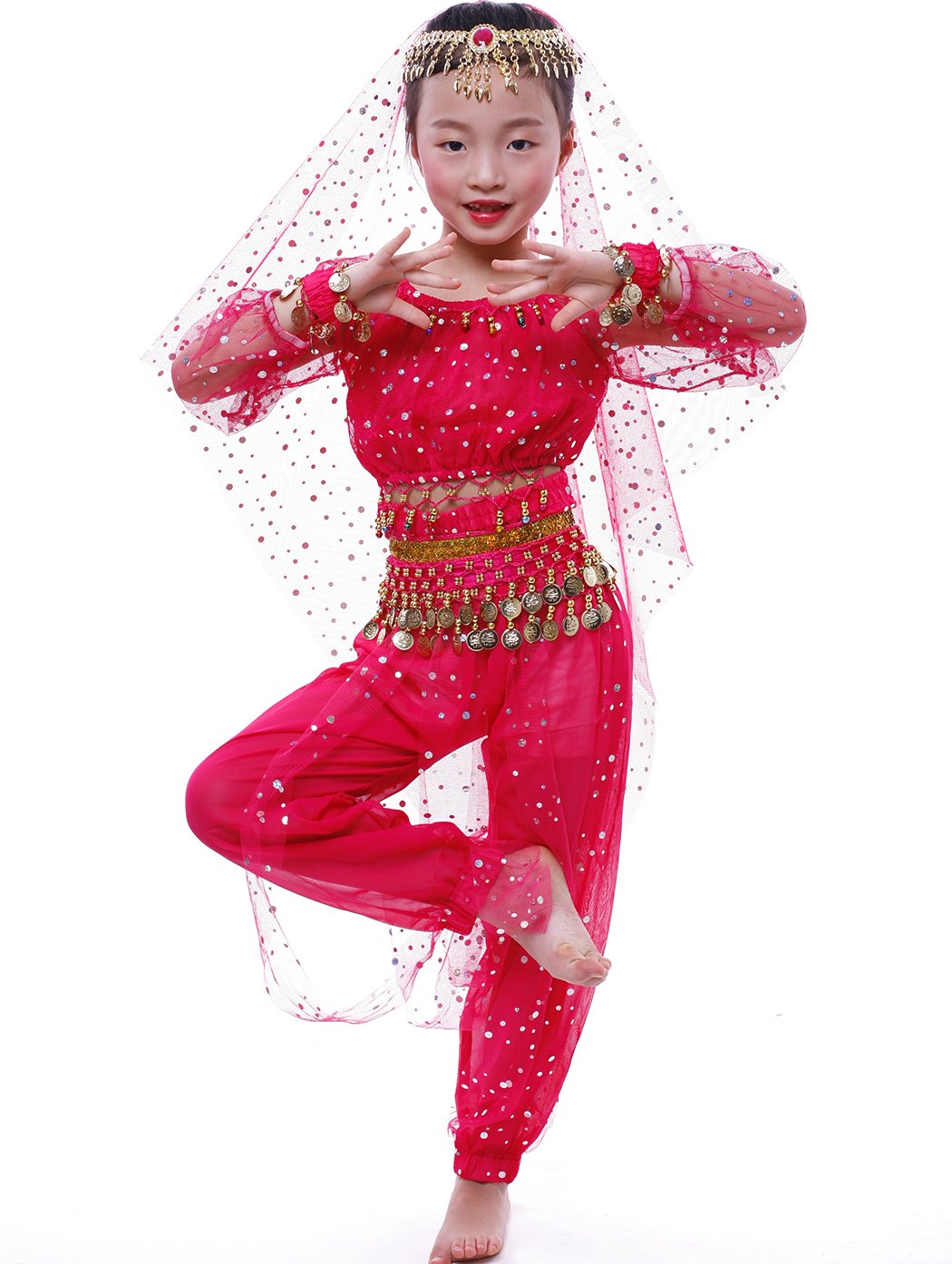 Elegant Astage Women's Belly Dance Costume Set - Long Sleeve Embellished Top & Flowy Pants for Professional Performances & Dance Classes