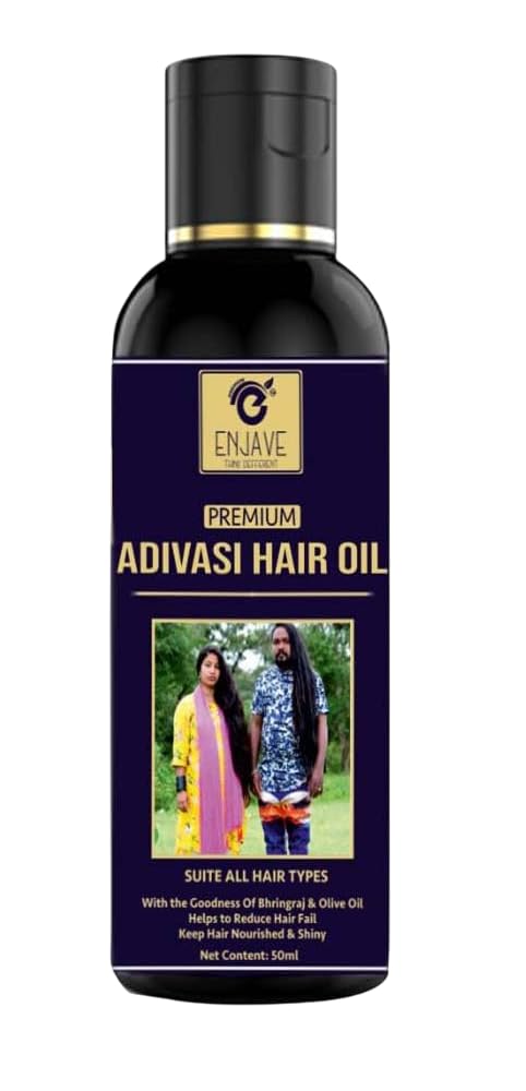 Enjave Maha Adivasi Pure Ayurvedic Hair Growth Oil with Onion Extract - 50ml | Natural Hair Care for Dry, Damaged Hair | Promotes Thickness & Shine | Pack of 1 | Perfect for Daily Scalp Massage & Night Hair Treatment