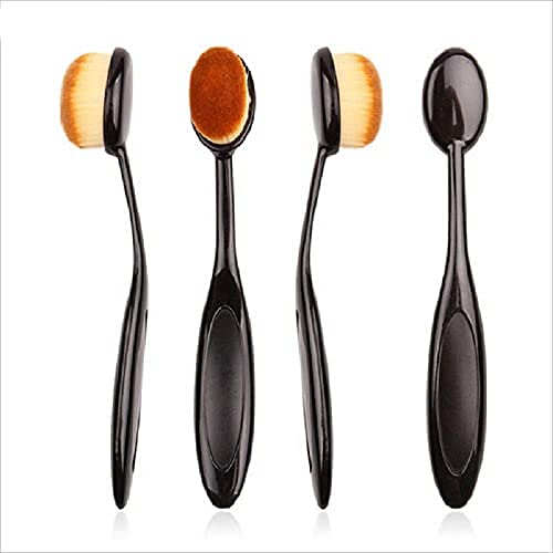 Professional Slim Makeup Blush & Contour Foundation Brush Set - Soft Nylon Hair Fan Brushes (Black) for Flawless Face Makeup | Perfect for Everyday Use, Bridal Makeup & Professional Makeup Artists