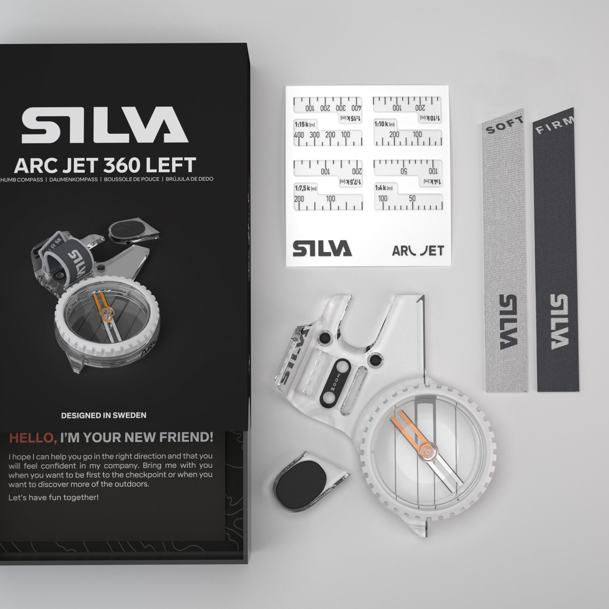 Silva Arc Jet 360 Left-Hand Oriented Compass - Premium Hiking & Outdoor Navigation Tool for Camping, Backpacking & Survival Adventures