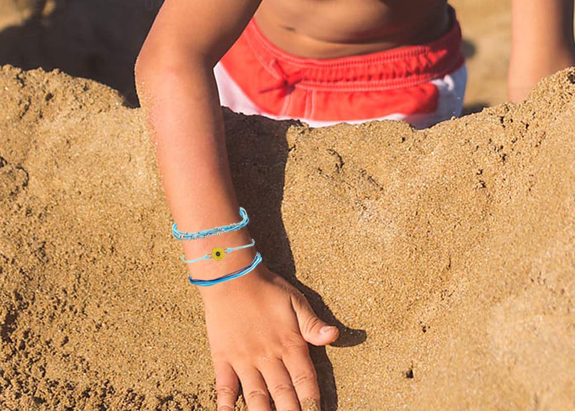 Trendy Adjustable String Bracelets for Women - Waterproof Friendship Ankle Bracelets with Wave Design - Perfect for Summer Beach Outfits, Surfer Gifts, and Stocking Stuffers | Great for Parties, Vacations & Everyday Wear