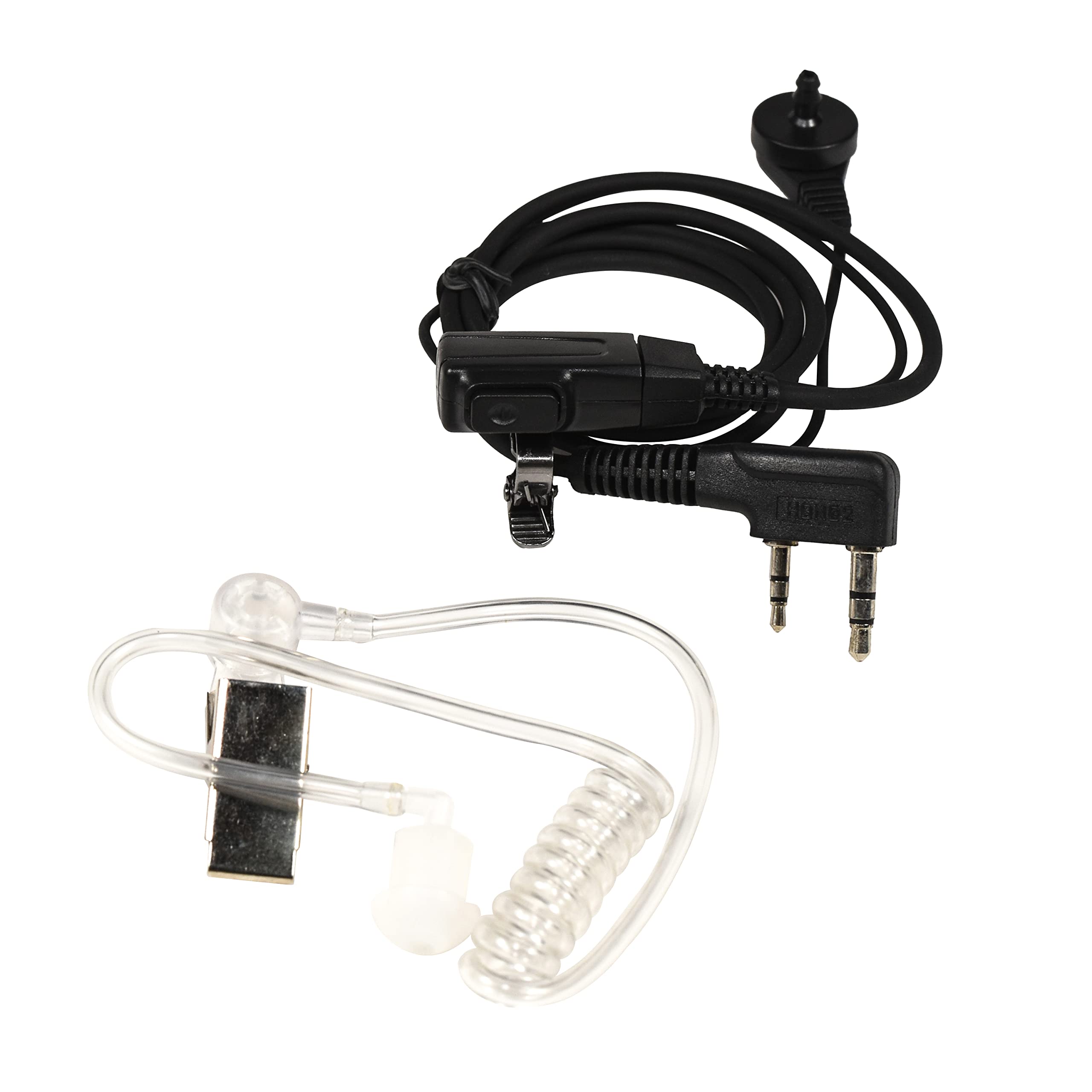 HQRP 2 Pin Acoustic Tube Earpiece Headset with Microphone - Compatible with Kenwood Pro-Talk, Pro-Power, Free-Talk, Protalk XLS, FreeTalk XLS - Ideal for Security, Construction & Two-Way Radio Communication