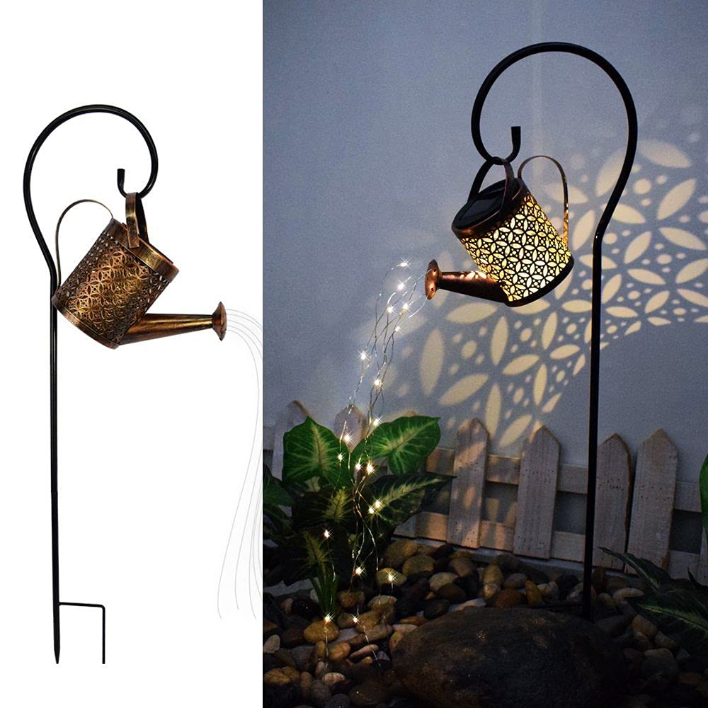 Solar Powered Watering Can Lights - Outdoor Garden Decor with Star Shower Effect, IP65 Waterproof LED Solar Lanterns for Flower Beds, Fences, Lawn, Patio, Christmas & Holiday Party Decorations | Perfect for Evening Garden Ambiance and Festive Celebrations