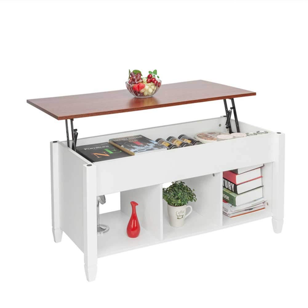 RJMOLU Lift Top Coffee Table with Hidden Storage & Shelf - Adjustable Height 19.3-24.6 Inches, Modern Lift Tabletop Cocktail Table for Living Room, Home Office, Small Space - Perfect for TV Snacks, Remote Storage & Extra Seating
