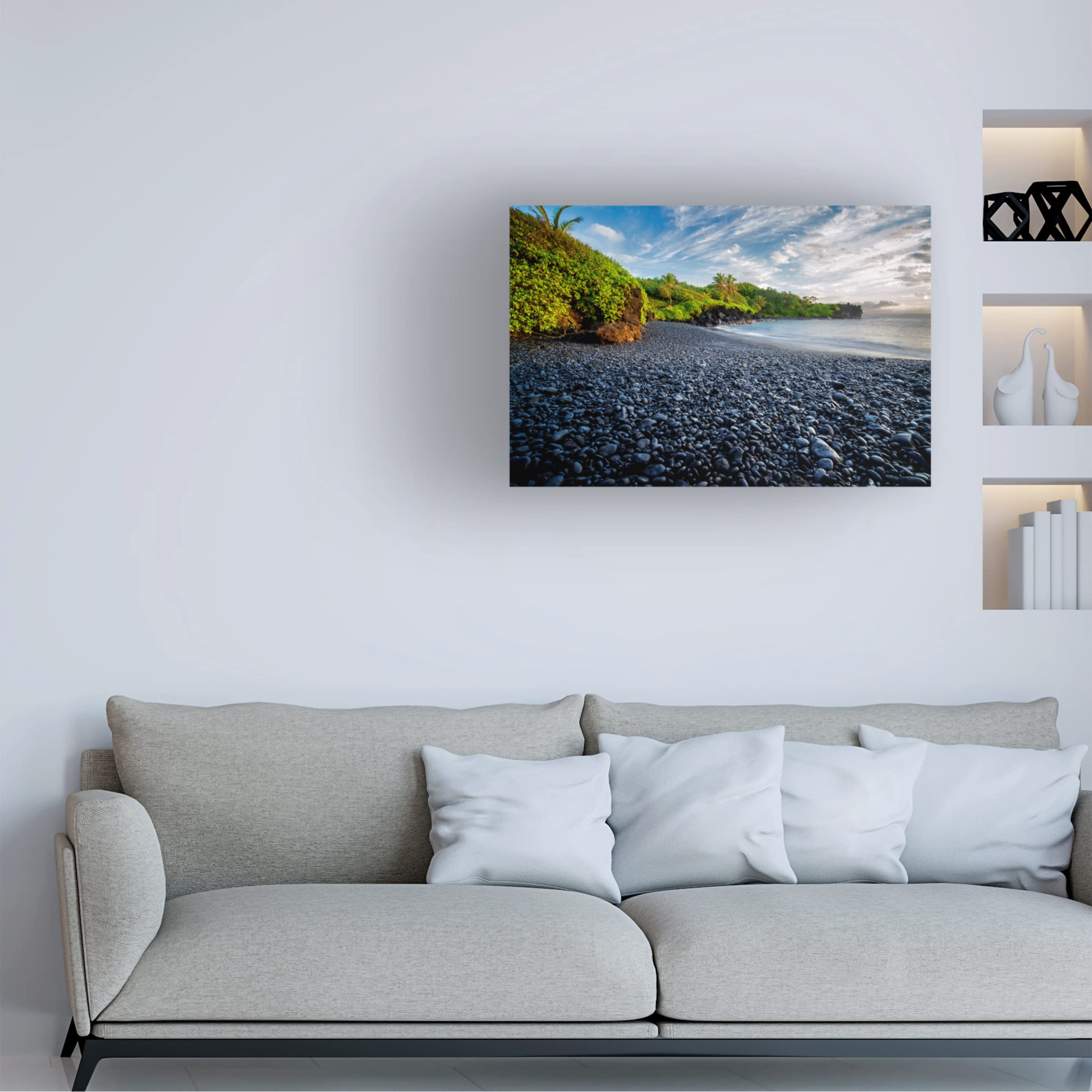 Dennis Frates 'Black Sand Beach 3' Canvas Wall Art Print - Stunning Coastal Landscape Painting for Living Room, Bedroom & Office Decor