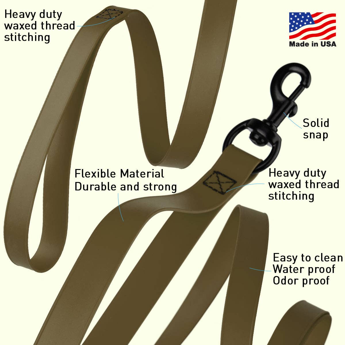 Premium Biothane Waterproof Dog Leash with Multi-Handle Design - Durable, Odor-Resistant & Reflective for Walking, Running, and Outdoor Adventures