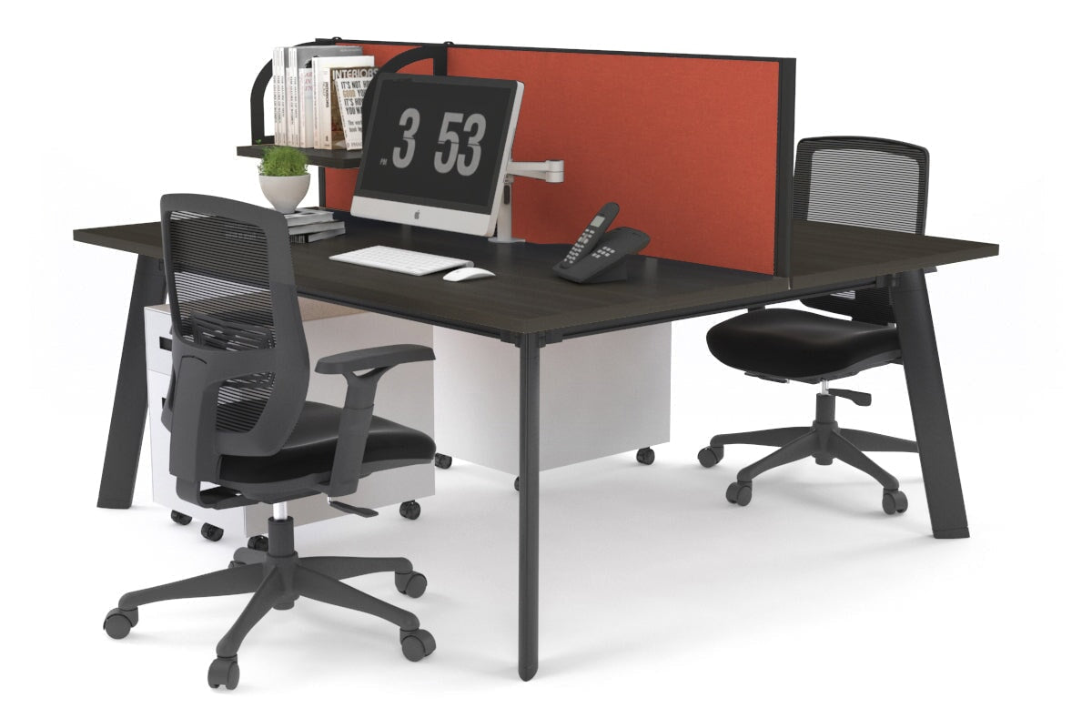 2 Person Workstation with Black Frame - 1200L x 800W Office Desk with Cable Management | Perfect for Home Office, Coworking Spaces & Small Business Teams