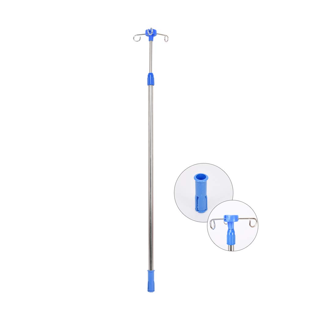 IV Pole Stand with 4 Hooks - Portable Adjustable Drip Holder for Medical Use in Nursing Beds, Wheelchairs & Ambulances - Ideal for IV Therapy, Blood Transfusions & Hydration Treatments