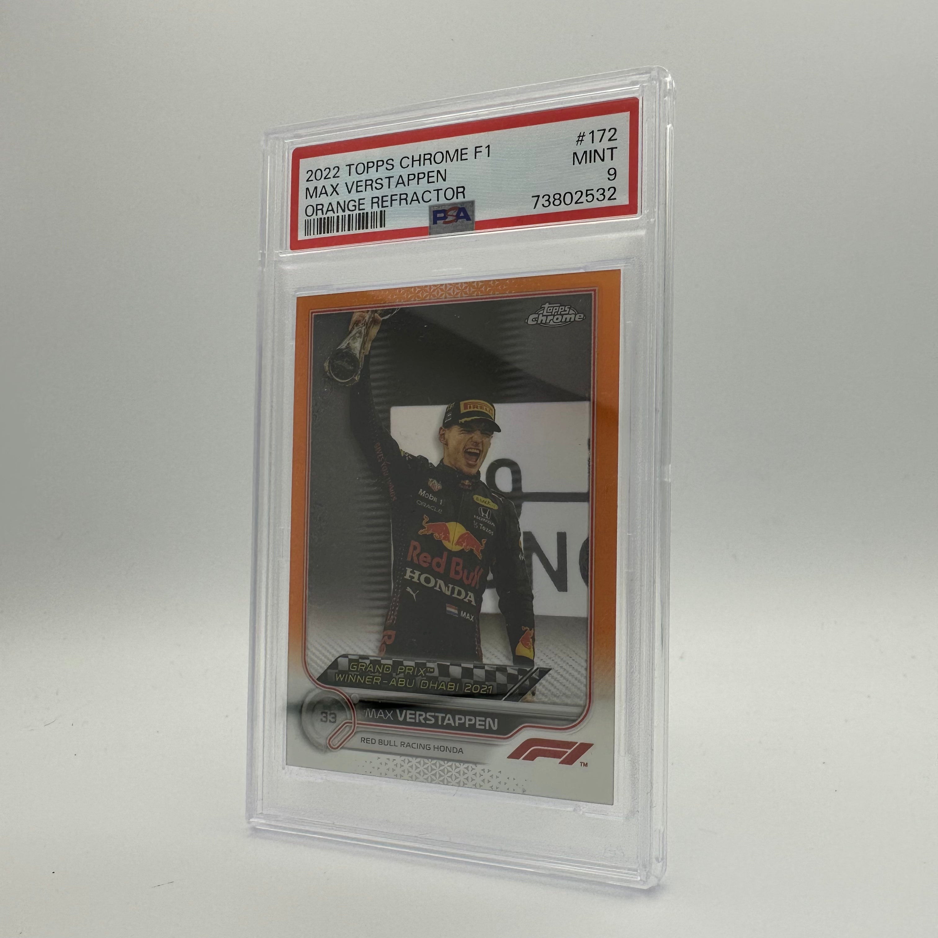 PSA 9 2021 Topps Chrome Formula 1 Max Verstappen #172 Orange Refractor - Rare Collectible for F1 Fans & Sports Memorabilia Enthusiasts