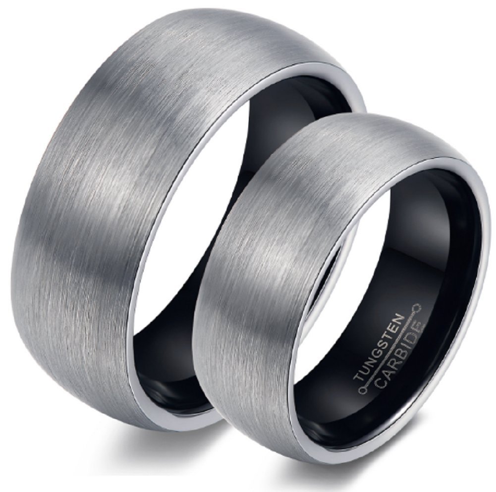 His & Hers Tungsten Wedding Bands - Brushed Finish Matching Couple Rings (Size Sold Separately, Price for One Ring) - Perfect for Anniversaries, Engagements & Romantic Gifts - CR150