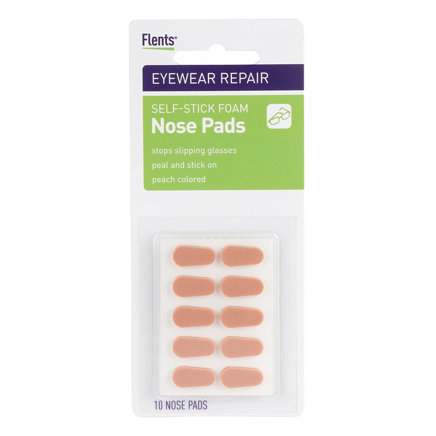 Flents Eyeglass Nose Pads - 10 Pack Self-Adhesive Foam Pads for Glasses - Anti-Slip Nose Cushions - Comfortable Fit for Eyeglasses & Sunglasses - Perfect for Reading, Working, or Outdoor Activities