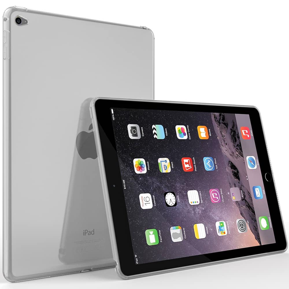 Puxicu Ultra Slim Clear TPU Protective Case for iPad Air 2 (2nd Generation 2014 Model A1566/A1567) - Shockproof Flexible Soft Cover for 9.7 Inch Tablet - Perfect for Home, Office & Travel Use