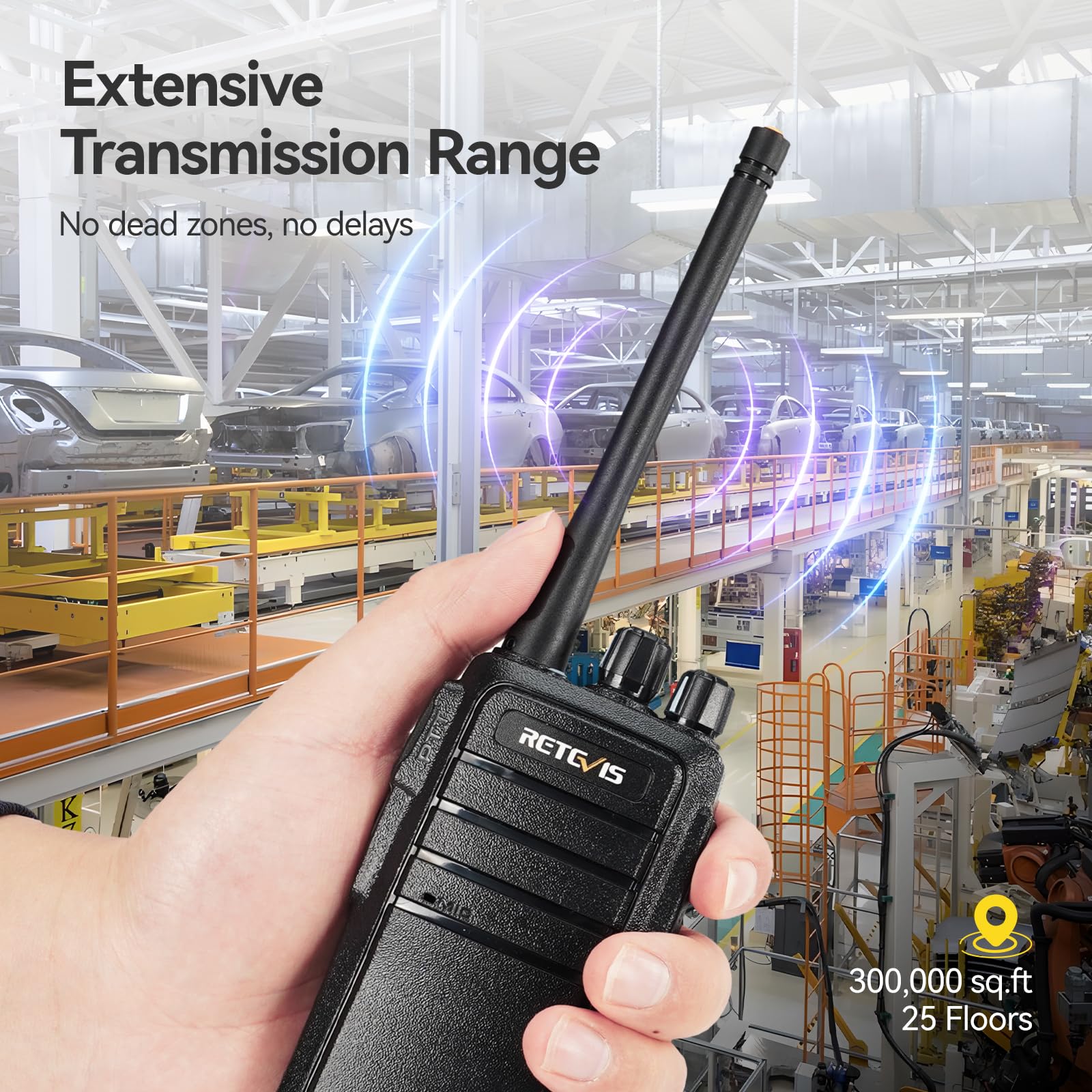 Retevis RT21 Long Range Walkie Talkies for Adults - 2 Way Radios with Earpiece & Hands-Free (10 Pack) - Ideal for Government, Education, Churches & Business Communication
