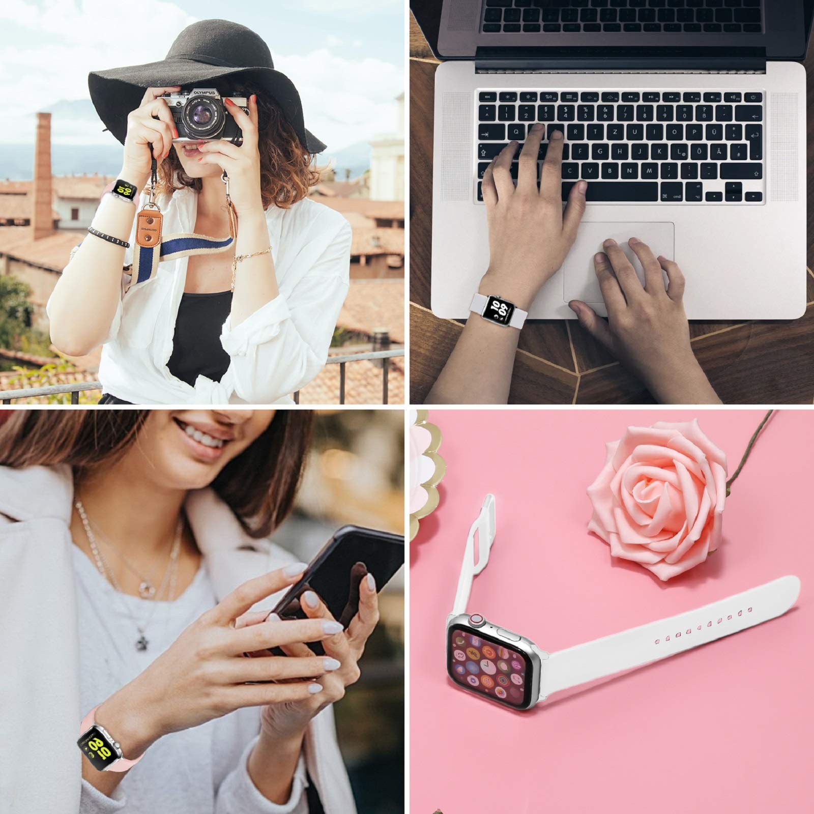 Vanet Soft Sport Silicone Replacement Bands for Apple Watch 38mm 40mm 41mm 42mm 44mm 45mm - 2 Pack Comfortable Wristbands Compatible with iWatch SE Series 7/6/5/4/3/2/1 for Women Men Girls Boys - Perfect for Gym, Running, Swimming & Everyday Wear