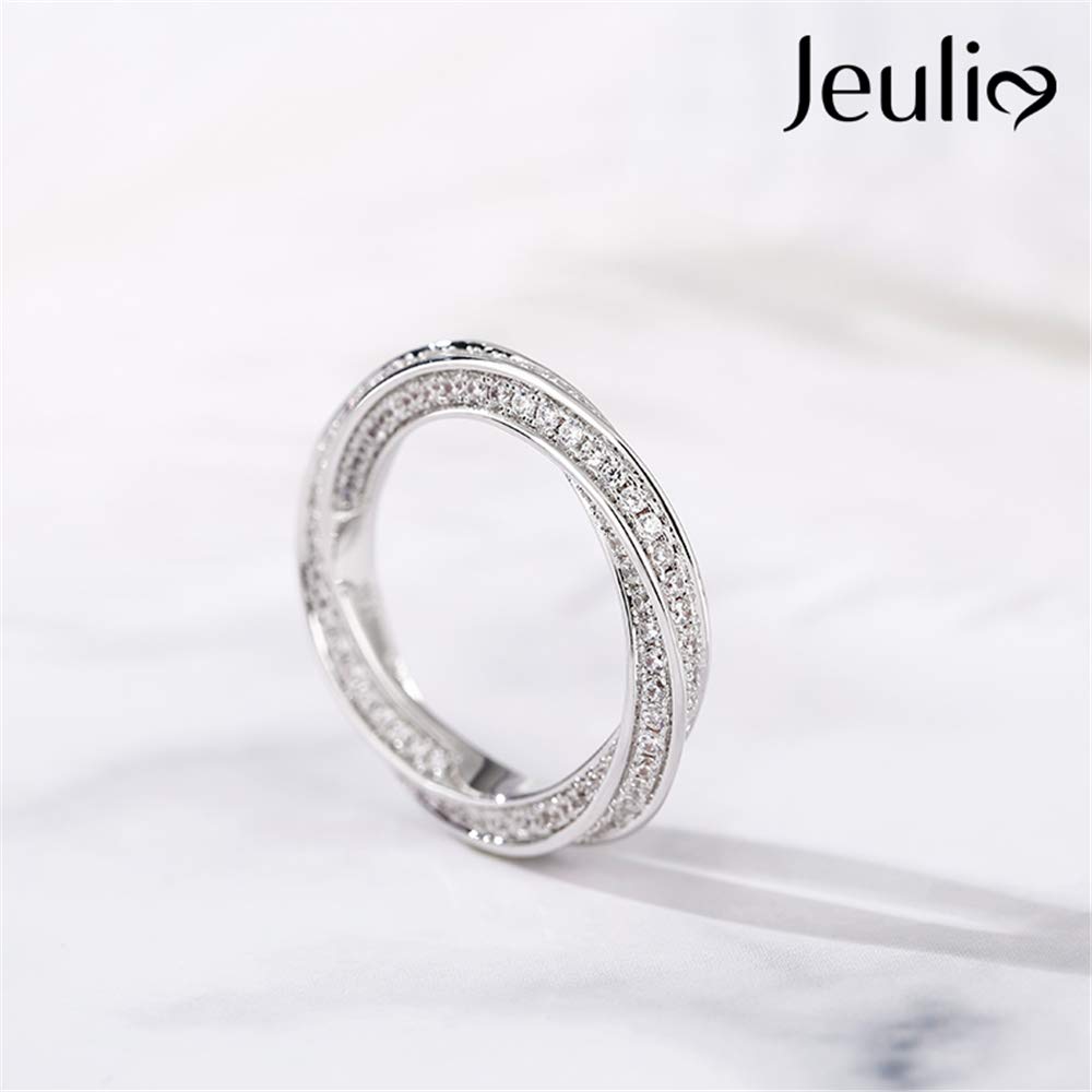 Jeulia 925 Sterling Silver Women's Twist Ring - Diamond Wedding Band, Engagement & Anniversary Promise Ring for Her (Gift Box Included) | Perfect for Proposals, Weddings, Anniversaries & Special Occasions