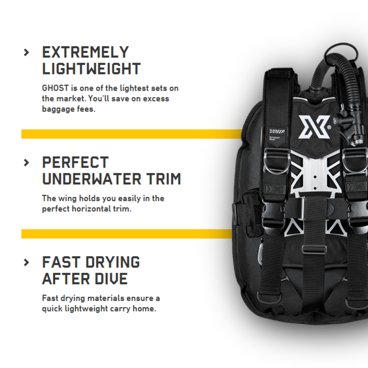 XDeep NX Ghost Deluxe Full Setup Wing System - Premium Scuba Diving BCD for Advanced Divers - Perfect for Deep Diving, Cave Exploration & Technical Diving Adventures