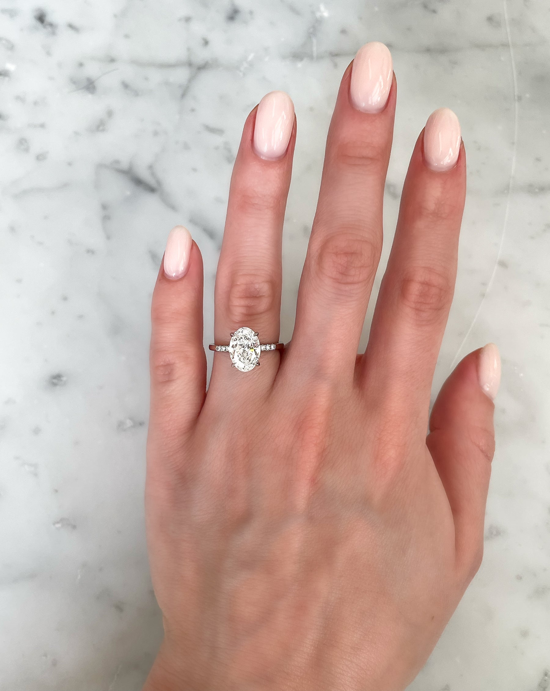 2.21 Carat Lab Grown Oval Diamond Whisper Thin® Trio Hidden Halo Engagement Ring - Perfect for Proposals, Anniversaries & Special Occasions