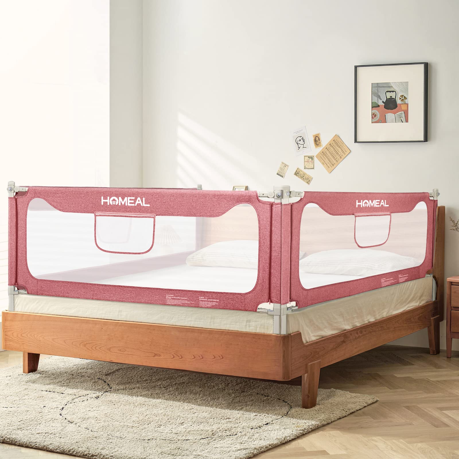 3 Pack Extra Tall Toddler Bed Rails for Queen Size Beds - Breathable Safety Bed Guard for Kids, Childproof Bed Rail for Full & Queen Mattresses - Perfect for Toddler Safety and Peace of Mind During Sleep