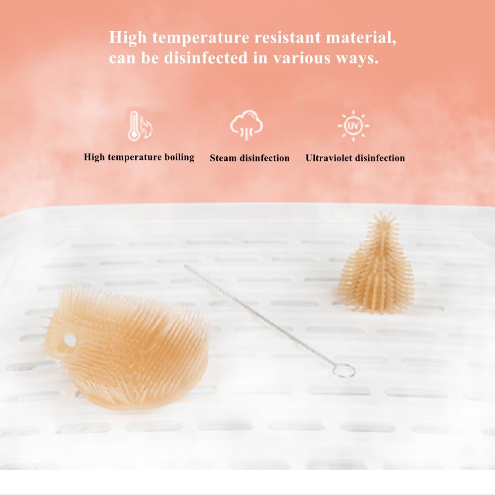 Travel Baby Bottle Cleaning Brush Set - Silicone Bottle Brush, Nipple Brush, Straw Cleaner with Soap Dispenser & Storage Box | Portable Baby Bottle Cleaner Kit for Travel, Home & On-the-Go (Purple) | Perfect for Diaper Bags, Daycare & Family Trips