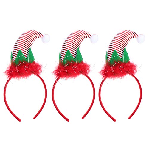 FRCOLOR 3-Piece Set Christmas Elf Top Hat Hair Hoops - Elegant Headbands for Women & Girls | Perfect for Holiday Parties, Cosplay & Festive Hair Accessories
