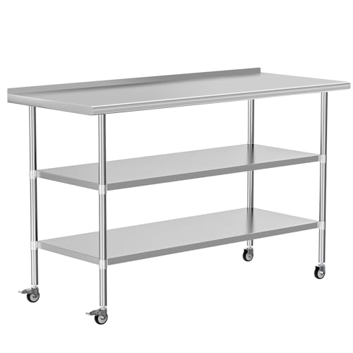 W/ Wheel & Backsplash & 2 Undershelves