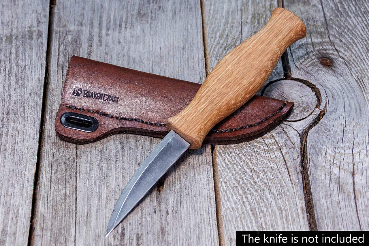 BeaverCraft SH1 Genuine Leather Sheath for Fixed Blade Knives - 6