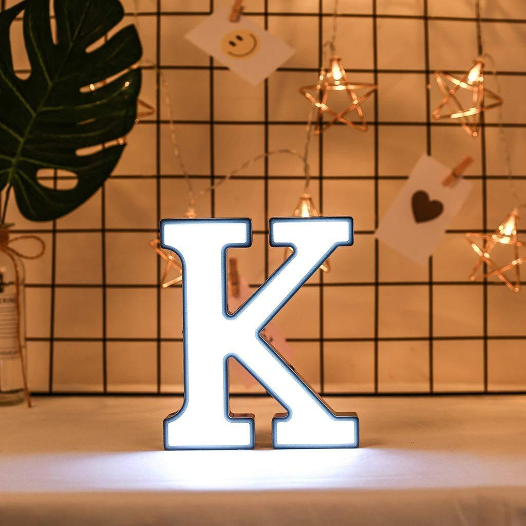 LED Marquee Letter Lights - Battery Powered Alphabet Light Up Sign for Home Decor, Wedding, Party & Nursery Night Light (Letter K)